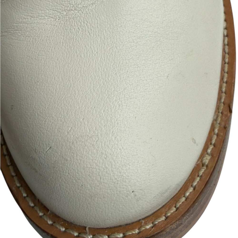 J. Crew Leather Boot Frye Style Size 7.5 ivory stacked heel - Picture 5 of 16
